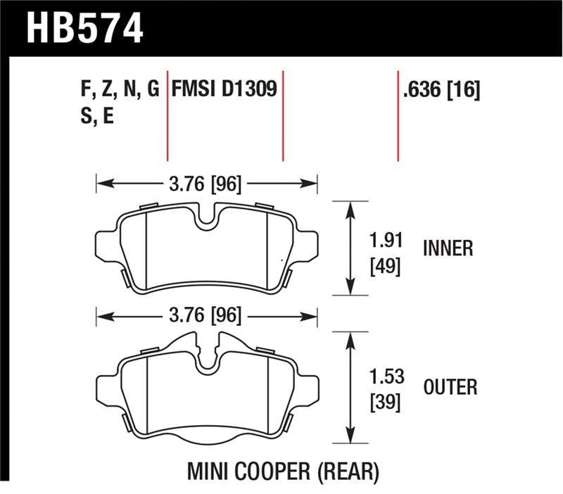 Hawk Performance HB574F.636 HPS Performance Street Brake Pads
