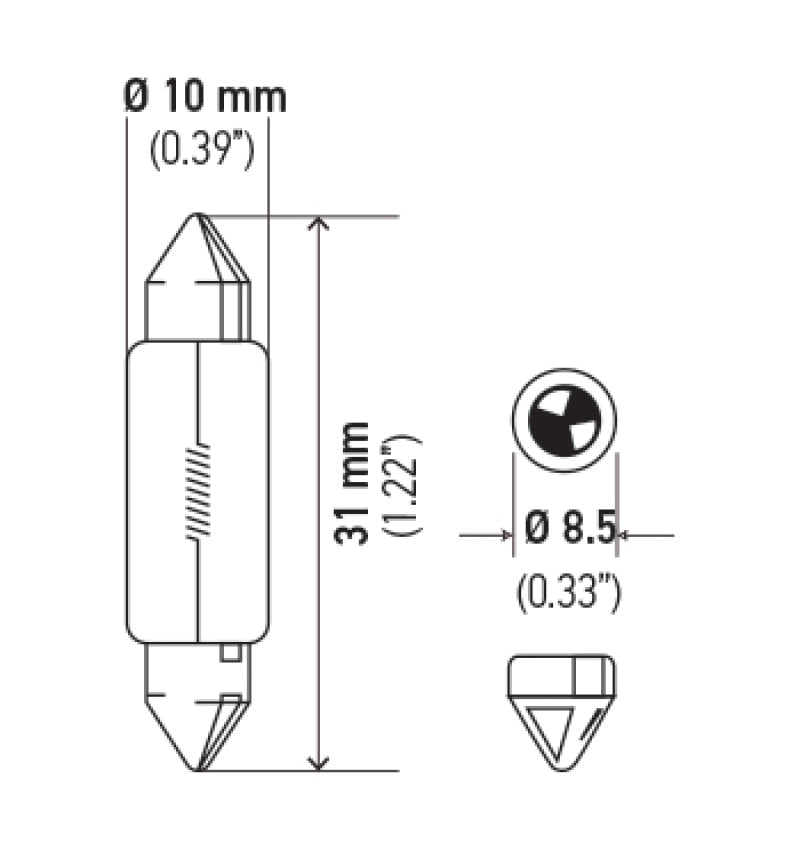 HELLA 6411 Clear 12V 10W 10x41mm T3.25 Festoon Bulb