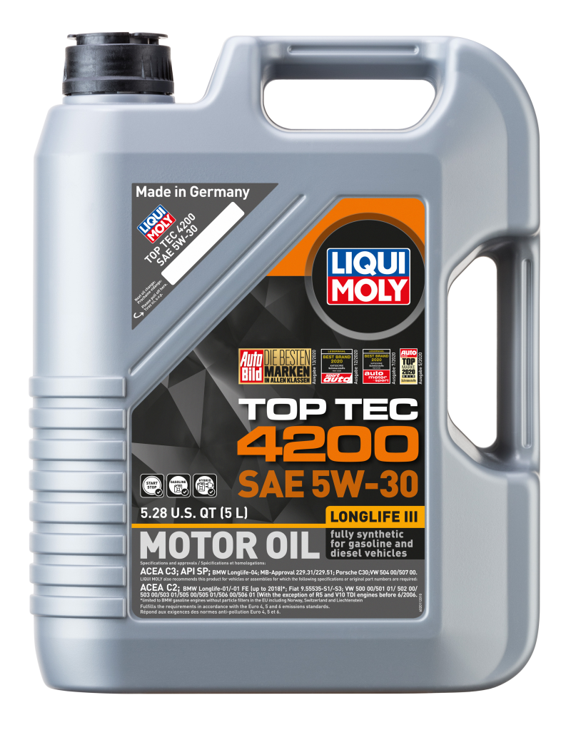 LIQUI MOLY 5L Top Tec 4200 New Generation Motor Oil SAE 5W-30 (2011) - Pack of 4