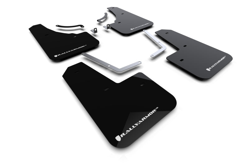 Rally Armor UR Mud Flaps - 2023-2025 Mazda CX-50 - Black/White Logo - #MF107-UR-BLK-WH