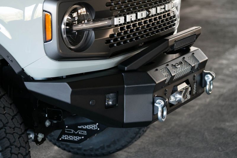 DV8 Offroad 2021+ Ford Bronco Front Bumper Winch Capable w/ Optional Bull Bar/Aux Light Opening - #FBBR-01
