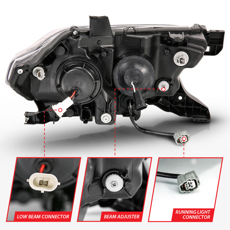 ANZO 2016-2023 Toyota Tacoma LED Projector Headlights - Black (For Halogen Version w/ DRL)