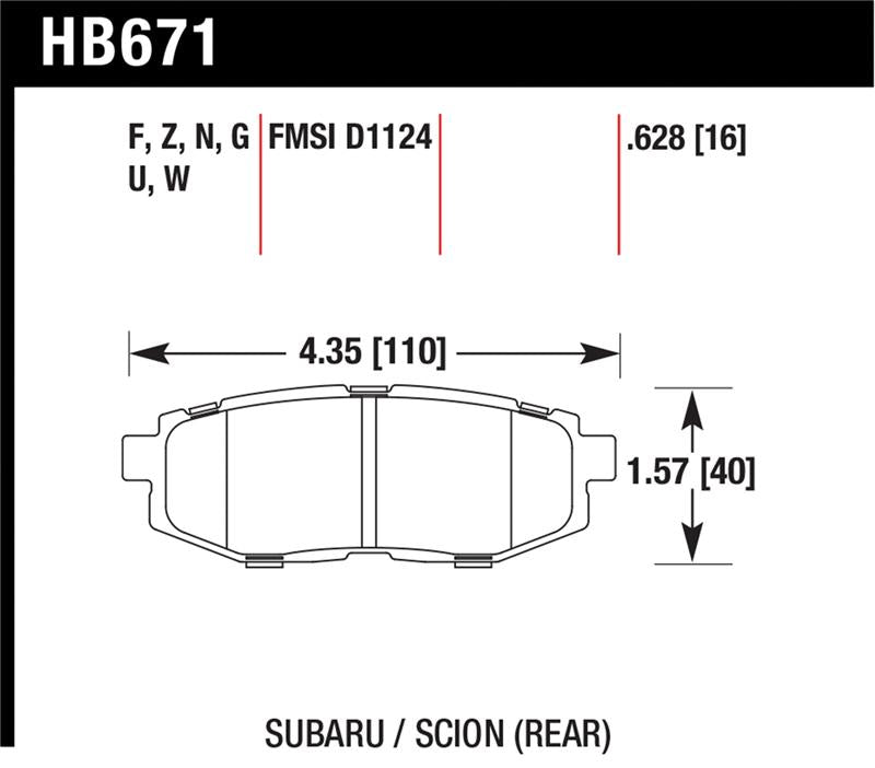 Hawk Performance HB671Z.628 Performance Ceramic Street Brake Pads