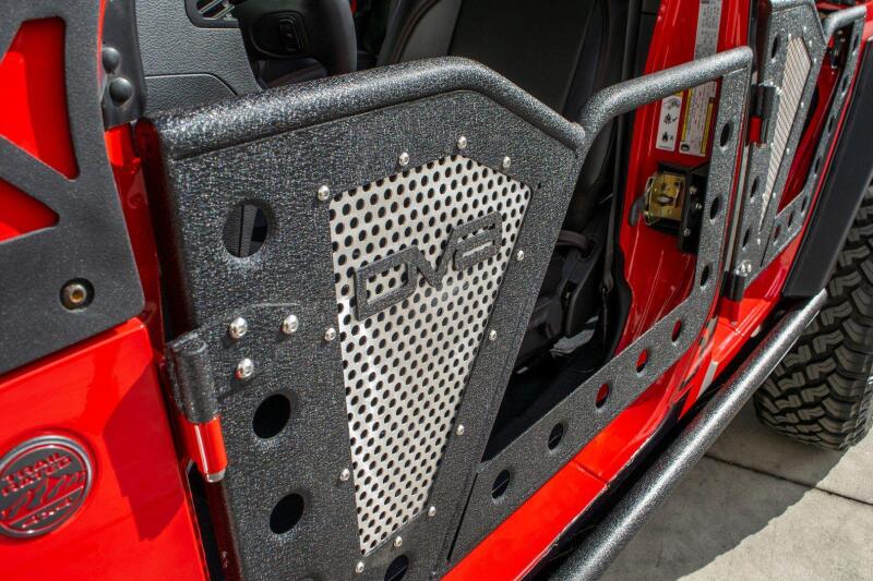 DV8 Offroad Jeep 18+ Wrangler JL / 20+ Gladiator JT Front Rock Doors w/ Perforated Aluminum Mesh - #RDJL-01F