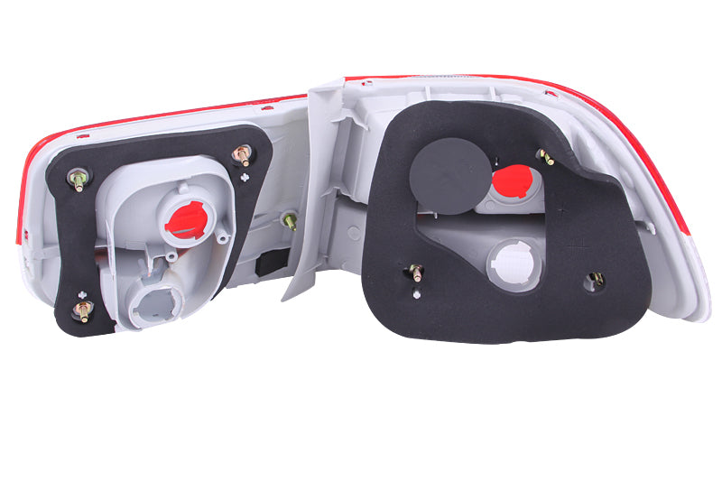 ANZO 1996-2000 Honda Civic Taillights - Chrome Red/Clear Lens 2PC (OE Type)