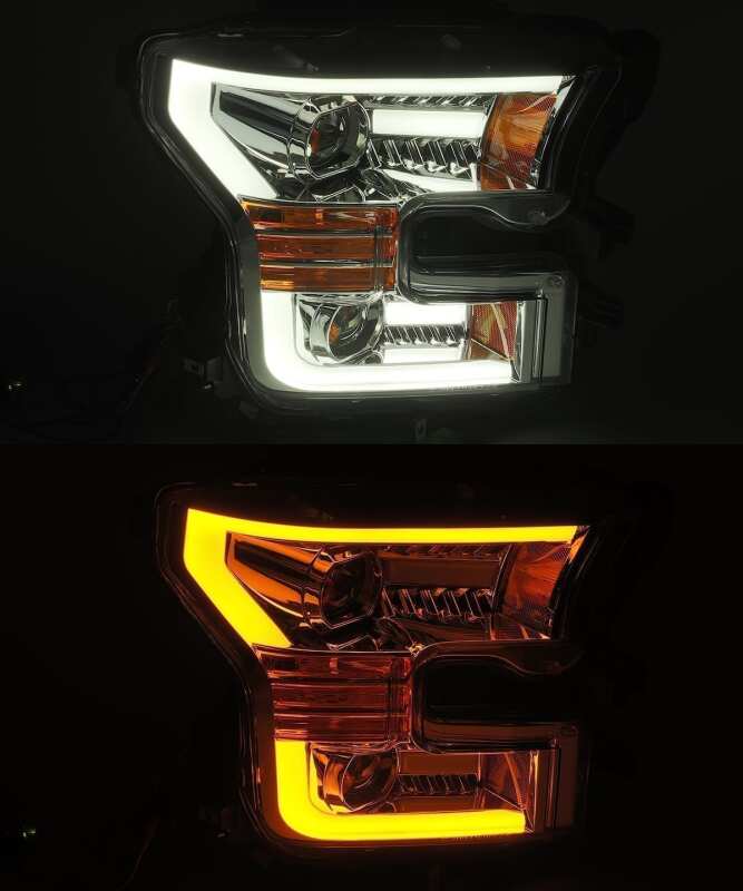 AlphaRex 880157 15-17 Ford F-150 PRO-Series Projector Headlights Plank Style Chrome with Activation Light/Sequential Signal