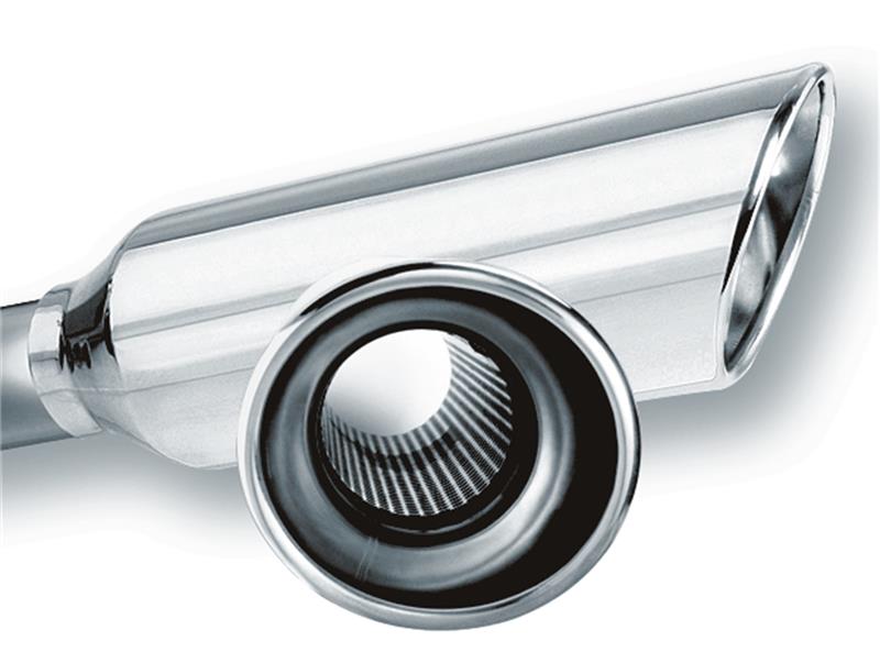 Borla 20248 2.25in Inlet 4in Round Rolled Angle Cut Resonated x 13in Long Exhaust Tip - #20248