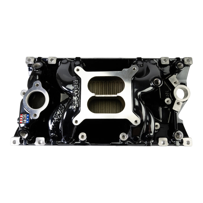 Edelbrock 7516-BP RPM Air-Gap Manifold for Small-Block Chevrolet Vortec - Black Plasma Finish