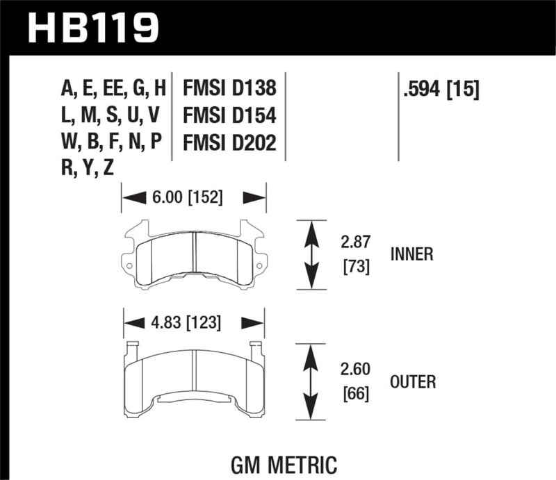 Hawk Performance HB119E.594 Blue 9012 Motorsport Brake Pads