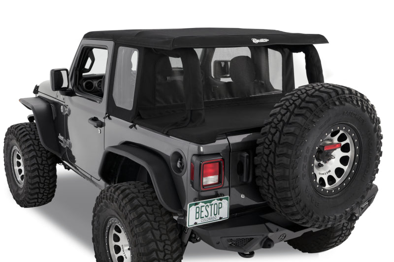 Bestop 18-26 Jeep Wrangler JL 2-Door Halftop Conversion Kit (Premium Black Twill)