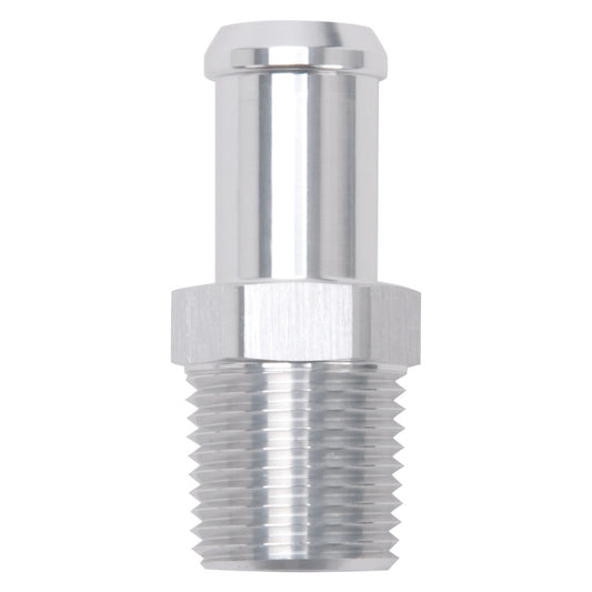 Edelbrock 8160 Hose End Straight 1/2 in NPT to 5/8 in Barb Clear Anodized