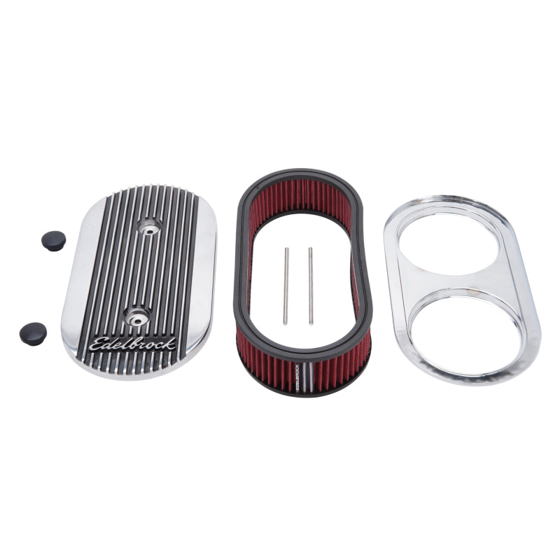 Edelbrock 4272 Air Cleaner Elite II Oval Dual-Quad Carburetors 2.5 in Red Element Polished