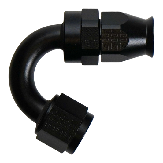 DeatschWerks 8AN Female Flare Swivel (Incl Ferule/Olive) 150-degree Hose End PTFE