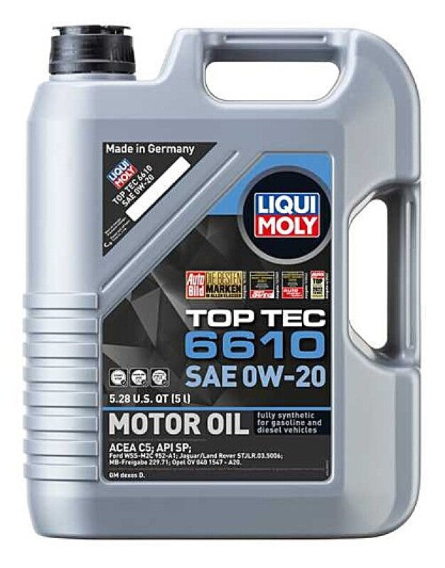 LIQUI MOLY 5L Top Tec 6610 Motor Oil SAE 0W-20 (22190) - Pack of 4