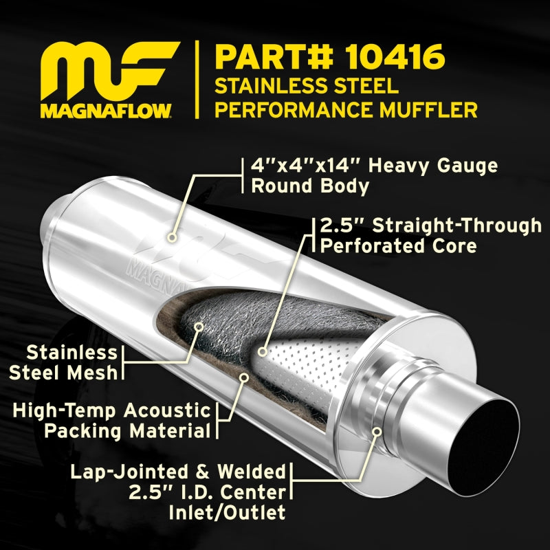 MagnaFlow 10416 Muffler Mag SS 14X4X4 2.5X2.5 - #10416