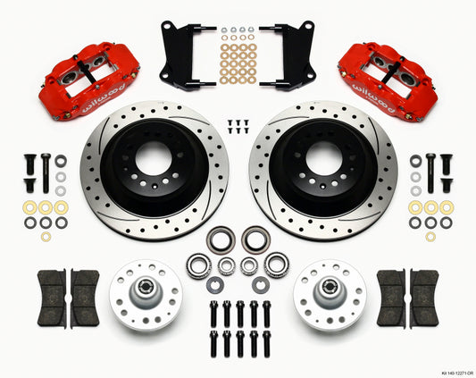 Wilwood Narrow Superlite 6R Front Hub & 1PC Rtr Kit 12.88in Drilled -Red 67-69 Camaro 64-72 Nova - #140-12271-DR
