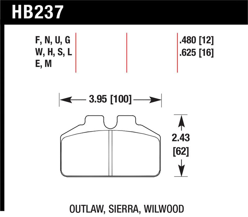 Hawk Performance HB237M.625 Black Motorsport Brake Pads