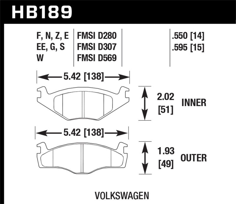 Hawk Performance HB189E.595 Blue 9012 Motorsport Brake Pads