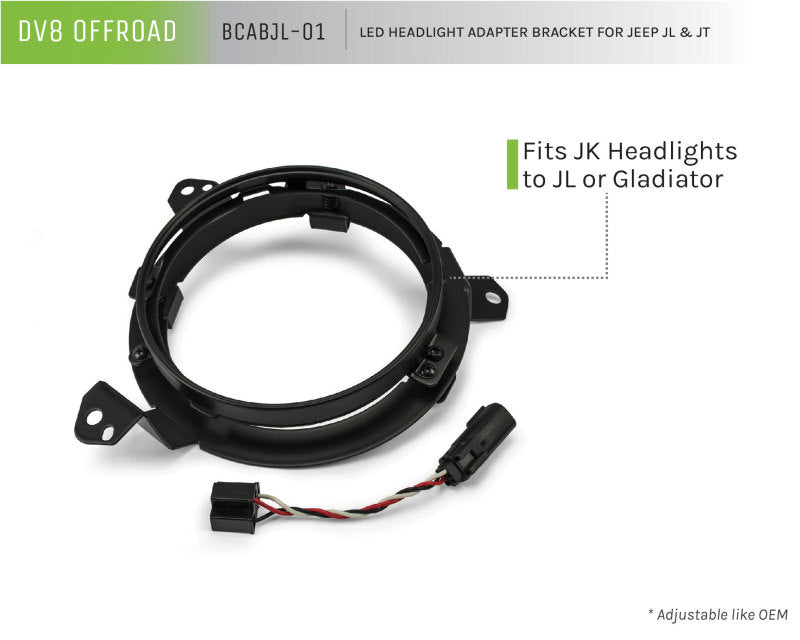 DV8 Offroad 18+ Jeep JL/Gladiator TJ / 7in Headlights Adapter Kit - #BCABJL-01