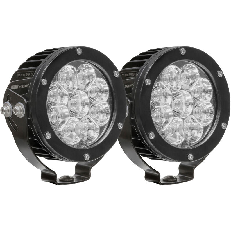 Westin 09-12007A-PR Axis LED Auxiliary Light 4.75 inch Round Spot with 3W Osram (Set of 2) Black