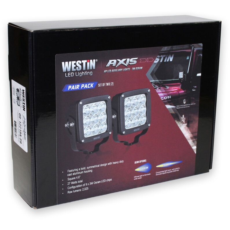Westin 09-12219A-PR Axis LED Auxiliary Light 4.5 inch x 4.5 inch Square Spot Black