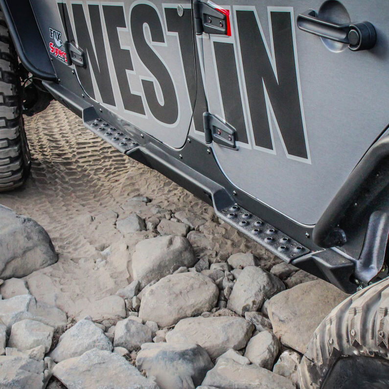 Westin 42-7015 Snyper Rock Slider Steps for 2007-2018 Jeep Wrangler Unlimited Textured Black