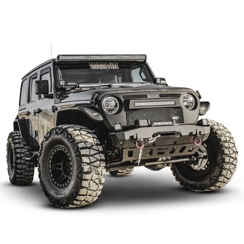 Westin 59-80065 WJ2 Stubby Front Bumper for 2018-2026 Jeep Wrangler JL/Gladiator Textured Black