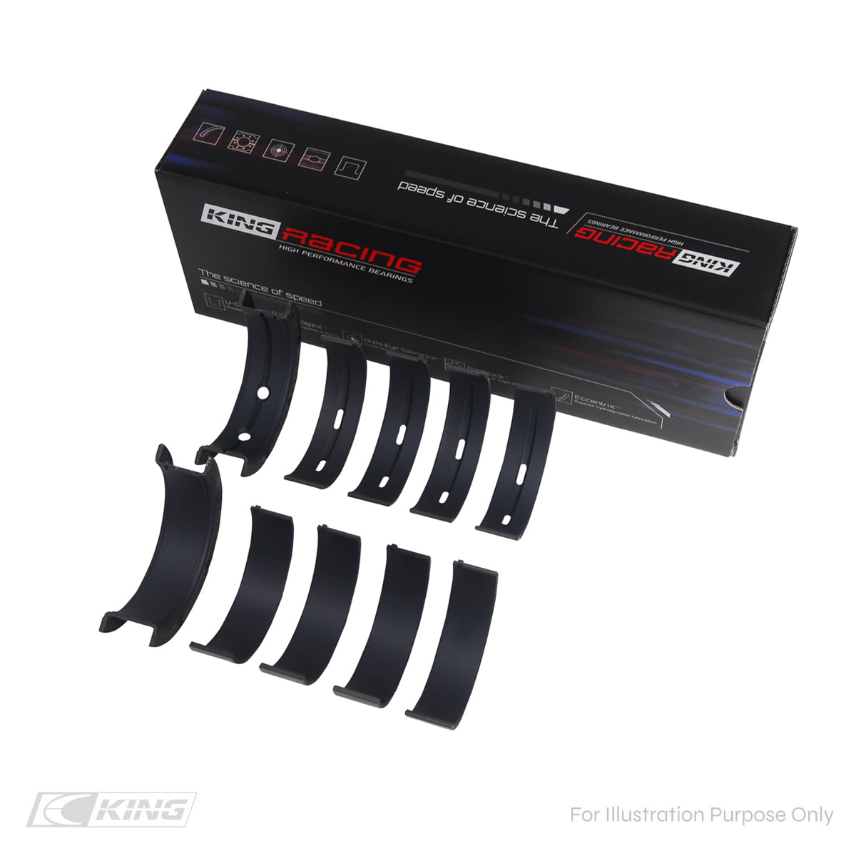 King Chevrolet LS Gen III IV / GM Vortec - Coated Tri-Metal Racing Main Bearings Set MB5013XPC STDX - Fits Chevrolet, GMC, Holden