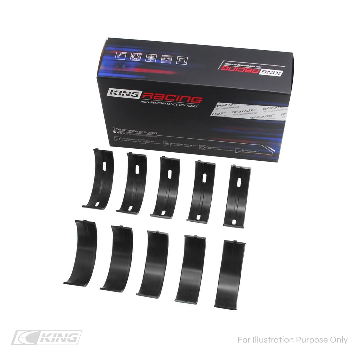 King Main Bearings Set for Honda B-Series / K-Series B16 B18 K20 K24 Racing MB5259XPC-STD - Fits Honda, Acura