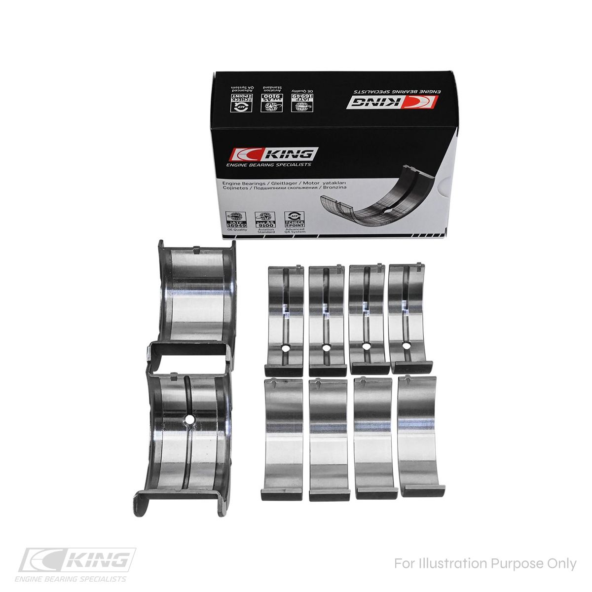King GM SBC 262, 267, 302, 307, 327, 350 - Bi-Metal Racing Main Bearings MB 557HPSTDX - Fits Chevrolet, GMC, Pontiac