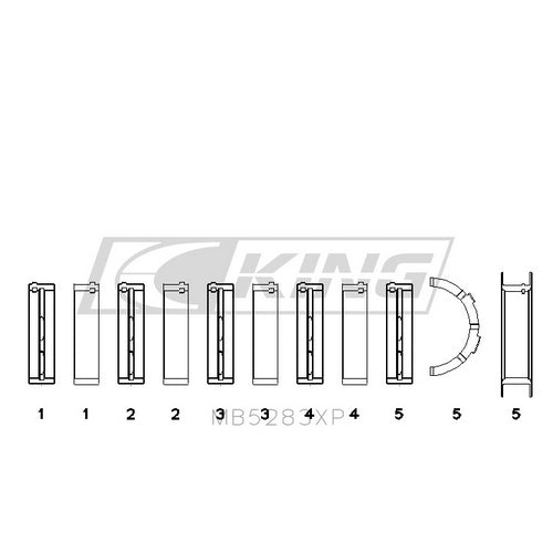 King Ford V8, 4.6L DOHC/SOHC 24V Main Bearing Set MB5283XP0.25 - Fits Ford, Lincoln, Mercury