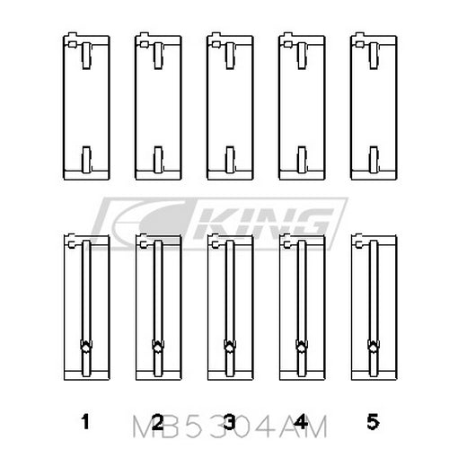 King Mazda B6, B6-T, ZM, B3, B5 OE-Replacement Main Bearings Set MB5304AM-STD - Fits Mazda, Kia, Ford