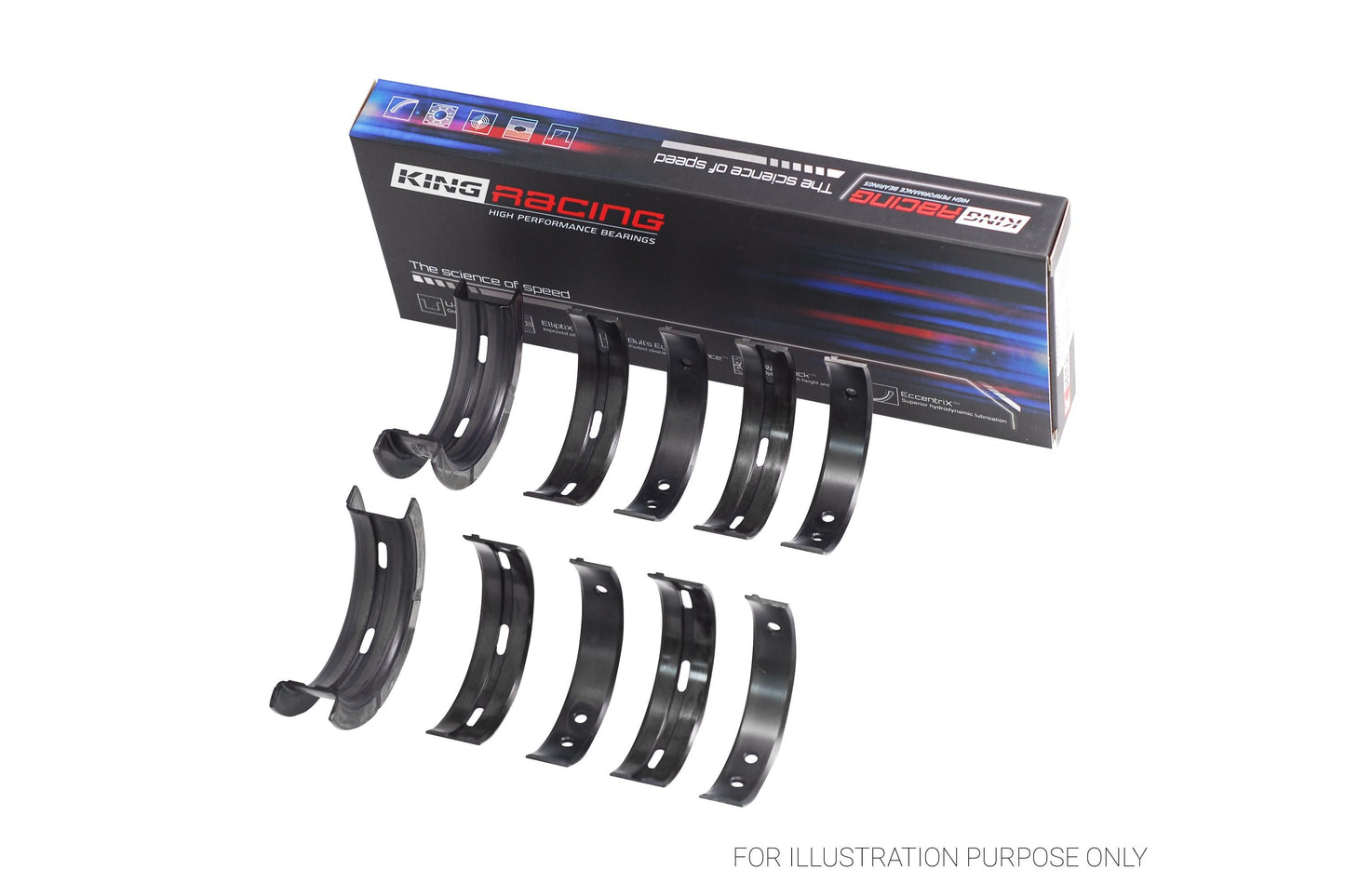 King Subaru EJ20/EJ22/EJ25 (INCL. Turbo) Main Bearing Set MB5382XPG-STD - Fits Subaru, Saab