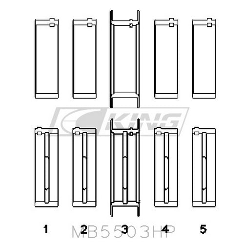 King Ford V8 351CI 5.8L 16V Racing Bi-metal Main Bearing Set MB5503HP STDX - Fits Ford, Mercury, DeTomaso