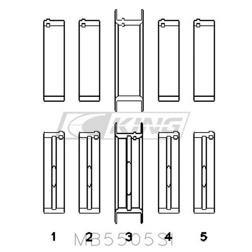 King Ford V8 351CI 5.8L, 400CI 6.6L 16V Main Bearing Set MB5505SI-STD - Fits Ford, Mercury, Lincoln