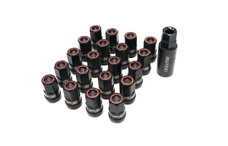Wheel Mate HR3805TR Muteki HR38 Open End Lug Nuts Titanium Chrome with Red Ring M12x1.25