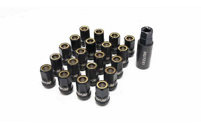 Wheel Mate HR3805TY Muteki HR38 Open End Lug Nuts Titanium Chrome with Yellow Ring M12x1.25