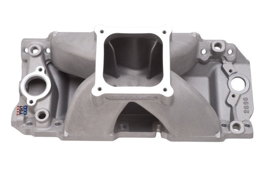 Edelbrock 2896 Manifold BBC Short Deck Super Victor 565 Conventional Rectangular Port Heads