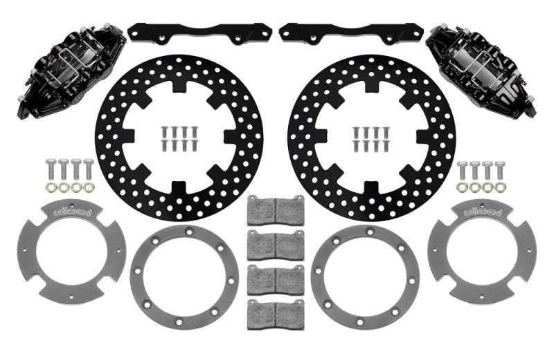 Wilwood 2017-2021 Can-Am X3RS Black 6-Piston Front Kit 11.25in - Drilled Rotors - #140-16628-D