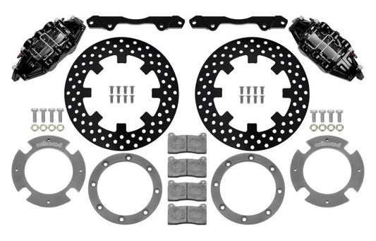 Wilwood 2017-2021 Can-Am X3RS Black 6-Piston Front Kit 11.25in - Drilled Rotors - #140-16628-D