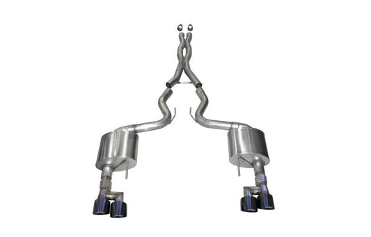 Corsa 18-23 Ford Mustang 5.0L V8 3in Sport Cat-Back Dual Rear Exit w/ 4in Black PVD Pro-Series Tips