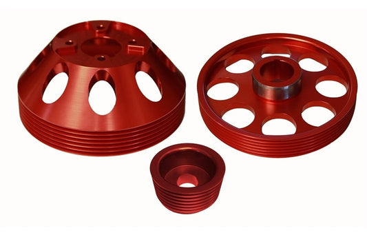 Torque Solution Lightweight WP/Crank/Alt Pulley Combo (Red): Hyundai Genesis Coupe 3.8 2010+