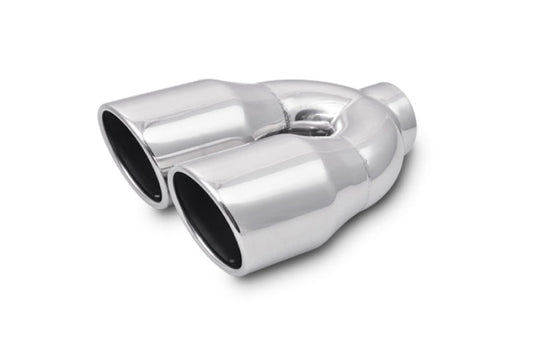 Vibrant 2.5in ID Dual 3.5in OD Round SS Exhaust Tip (Single Wall Angle Cut)