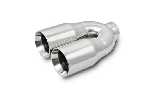 Vibrant 2.5in ID Dual 3.5in OD Round SS Tips (Double Wall, Straight Cut)