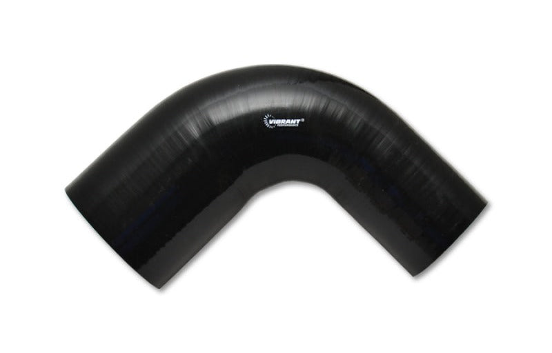 Vibrant 2.75in ID x 3.5in ID x 4in Long Gloss Black Silicone 90 Degree