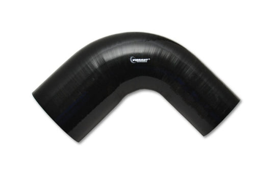 Vibrant 3in ID x 3.25in ID x 4in Long Gloss Black Silicone 90 Degree Transition