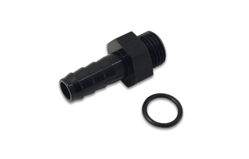 Vibrant Aluminum Male -8AN ORB to 3/8in Barb w/O-Ring - Anodized Black