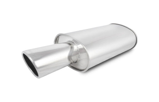 Vibrant StreetPower Oval Muffler with 4in Round Tip Angle Cut Rolled Edge