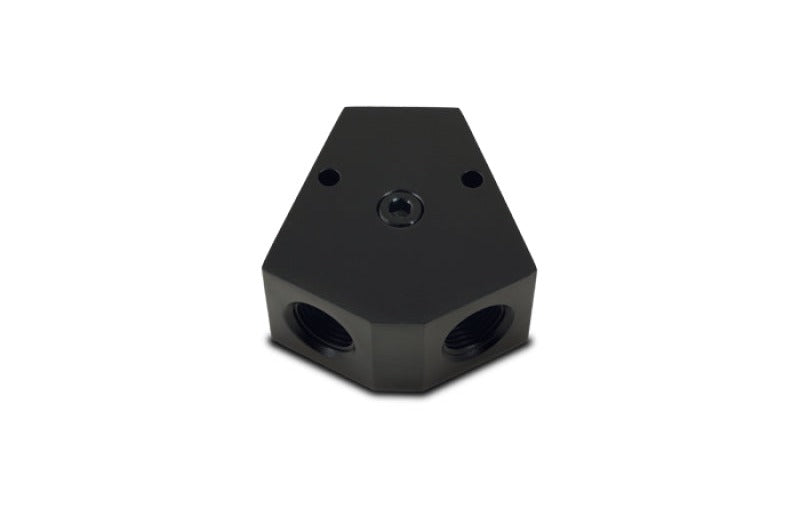 Vibrant Billet Aluminum Y-Block Fitting with 1/8in NPT Port - 1/2in NPT x 1/2in