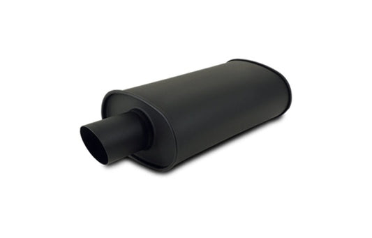 Vibrant StreetPower FLAT BLACK Oval Muffler with Single 3in Outlet - 2.25in